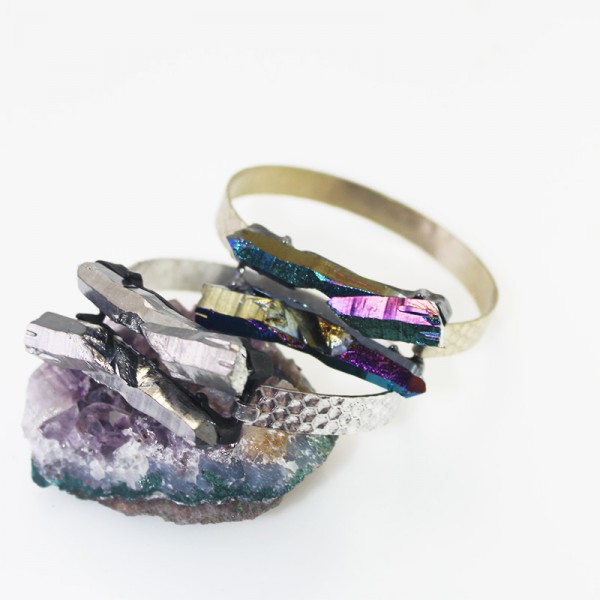 Titanium Rainbow Quartz Duo Crystal Bracelet